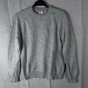 Goodthreads Mens Gray 100% Lambswool Crewneck Raglan Sweater Size Medium